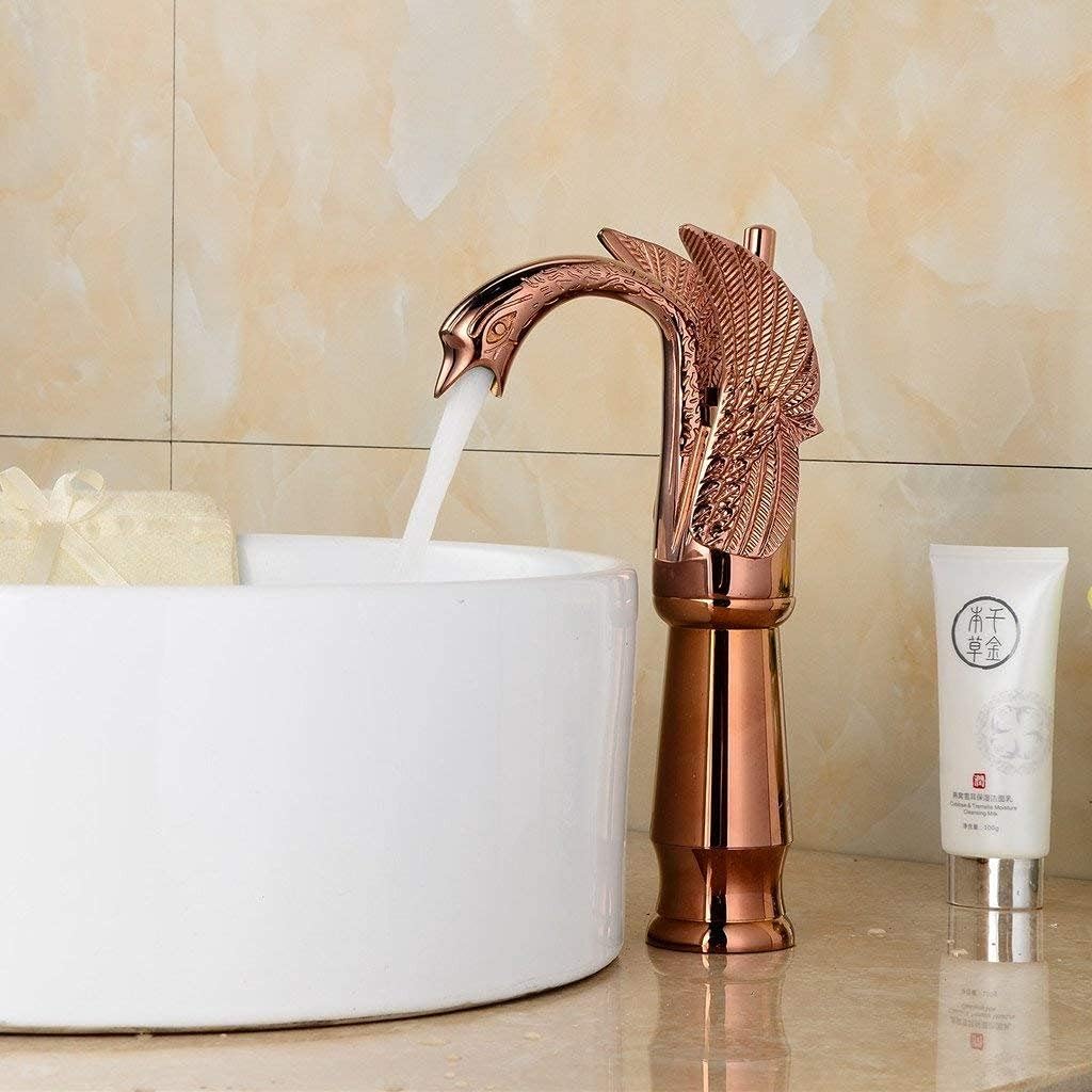Black Friday - 40% OFF Greenspring Vessel Sink Bathroom Faucet Swan Single Hole Single Handle Antique Copper Tall Waterfall Lavatory Vanity Basin Mixer Tap Include with Pop Up Drain Without Overflow Supply Line Lead-Free