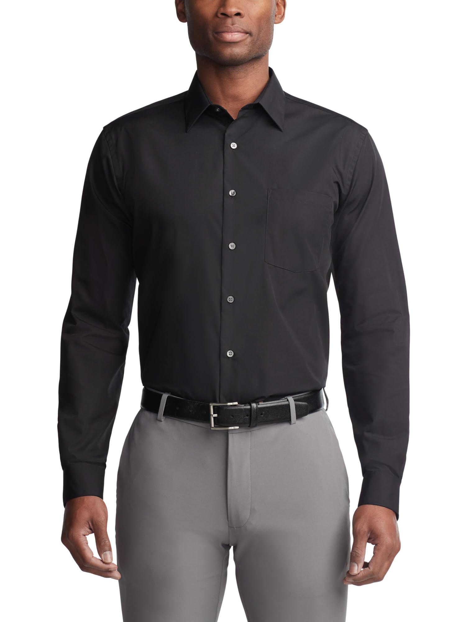 Mens Dress Shirt Regular Fit Poplin Solid