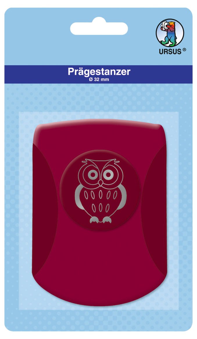 Ursus 19670092 - Owl Hole Punch, Motif Size Approx. 32 mm, Pink