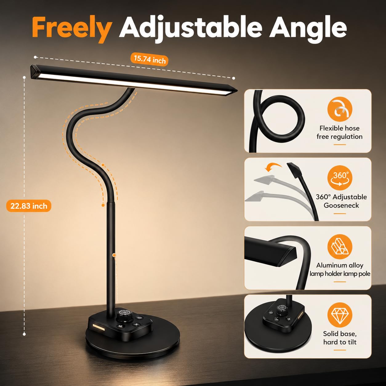 Luz de piano para pianos grandes y verticales, lámpara LED regulable con 5 modos, carga USB, temporizador de apagado automático, diseño de cuello de cisne ajustable, perfecto para músicos