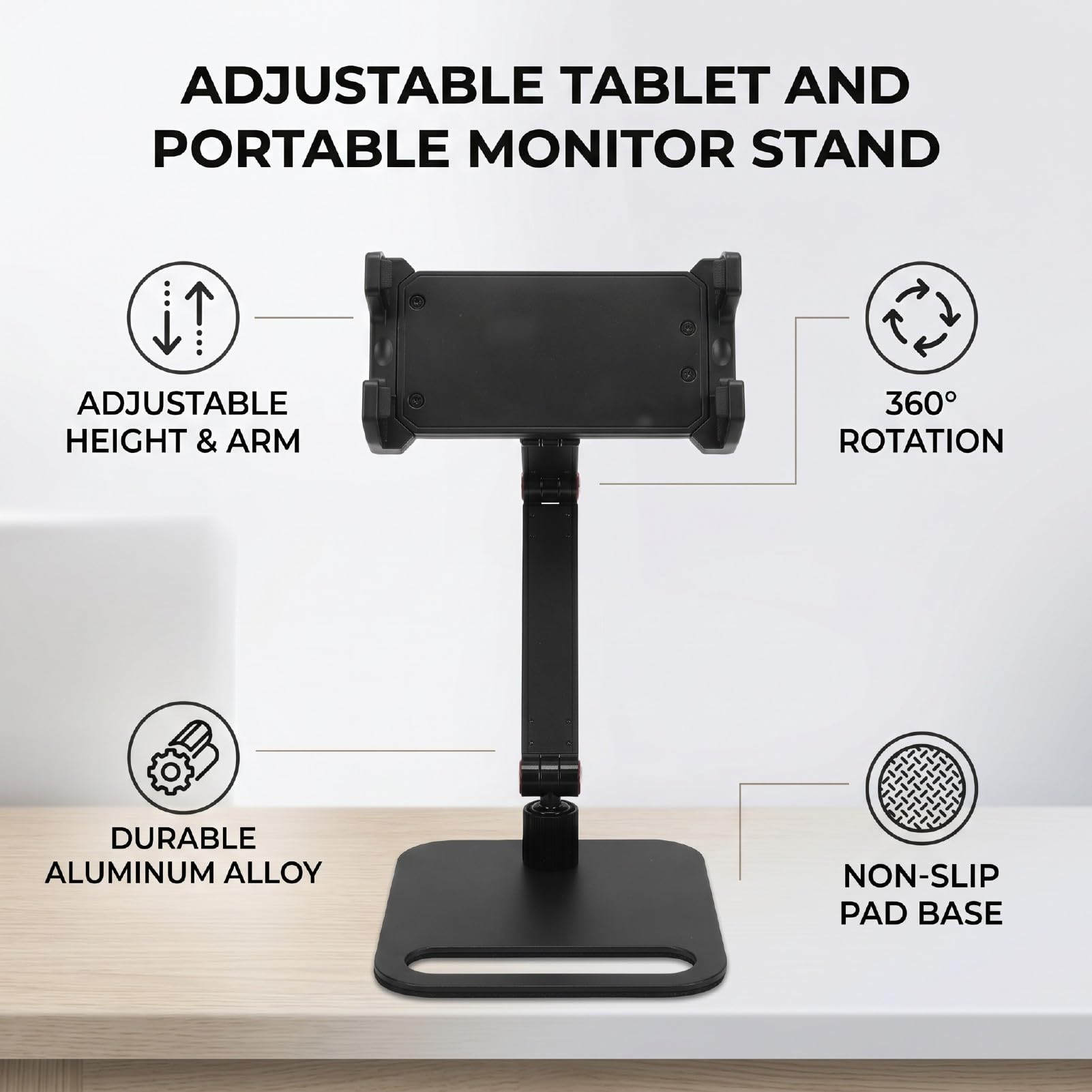 Cryfokt Monitor Portatile con Morsetto, Design a Braccio Pieghevole