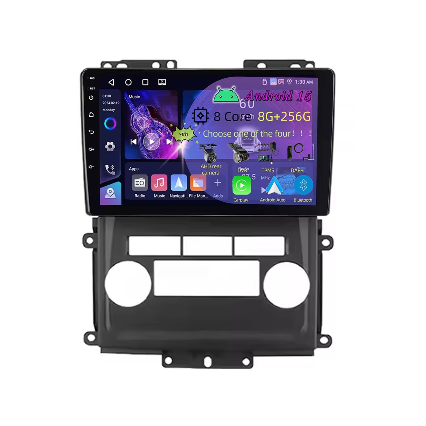 9-calowy podwójny Din samochodowy system stereo z systemem Android 15 do Nissana Frontiera 2009-2012 z kamerą tylną Car Play, sterowaniem z kierownicy, Bluetooth, GPS, radiem FM i Wi-Fi (C2