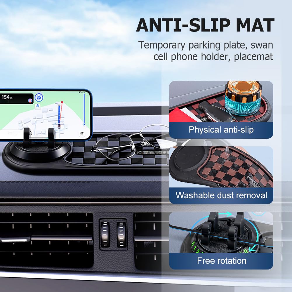 Multifunctional Vehicle-Mounted Anti-Slip Mat Slip Mat Auto Universal Phone Holder Rotatable Car Phone Holder Dashboard Mat Large Storage — view 4