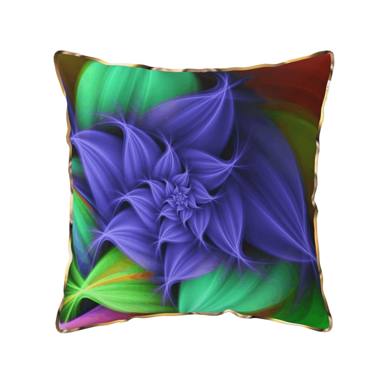 AUBKFELD Abstract Floral Printed Velvet Cushion Cover 40x40 CM with Gold Edging Strip, Square Pillowcase Soft Throw Pillow Covers Case Decorative for Living Room Sofa Couch Bed Bench