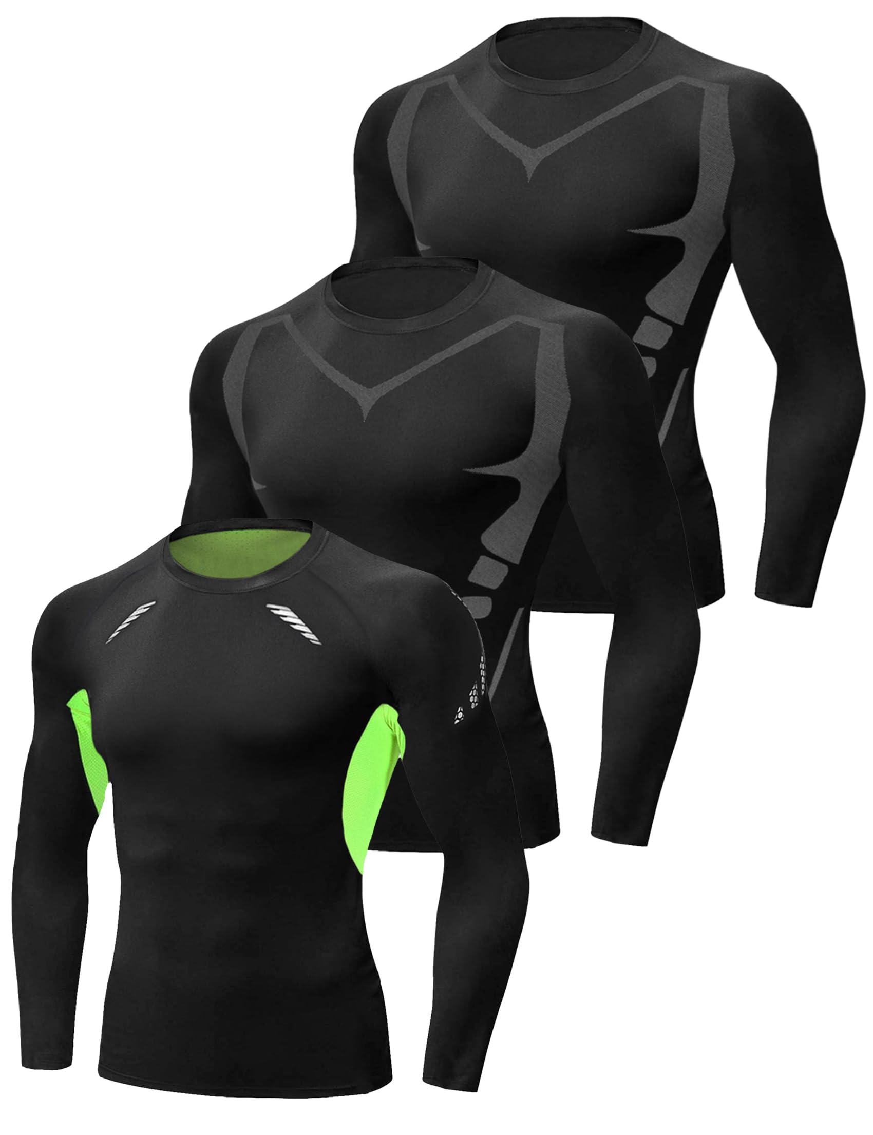 Terecey Maglia a Compressione Uomo Manica Lunga Maglia Termica Uomo Ad Asciugatura Rapida Maglie Tecnica Traspirante Maglie Sportiva Palestra T-Shirt M-3XL