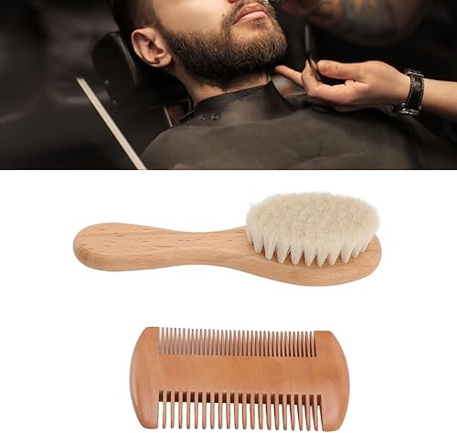 Miniatura 8 de Walfront Juego de cepillo y peine de madera para el pelo del bebé, cepillo de cerdas de cabra suave, peine de doble filo para baby shower, recién