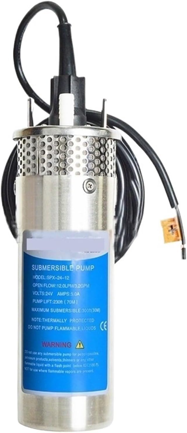 1pcs Solar Water Pump 12V 24V High Pressure Solar Power Pump Submersible Stainless Steel Well Pump Electric Diaphragm(8L 12V)