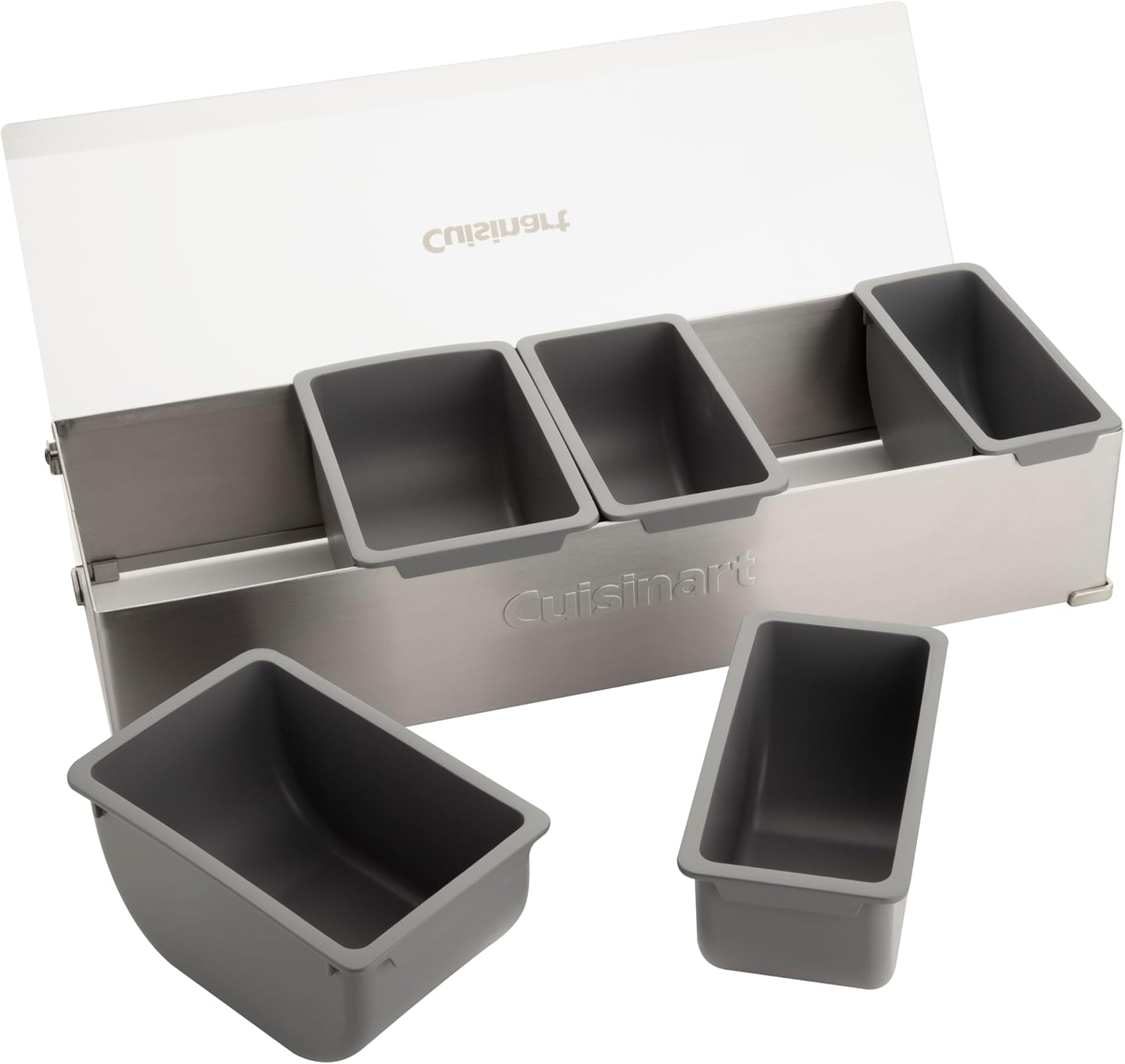Stainless Steel Condiment and Topping Station with Translucent Lid