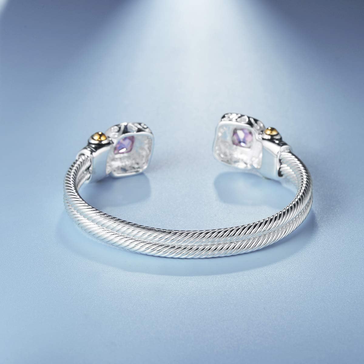 UNY Designer inspired jewelry double cable Wire CZ Antique Bangle Elegant Beautiful Valentine Gift (Black) - Image 3