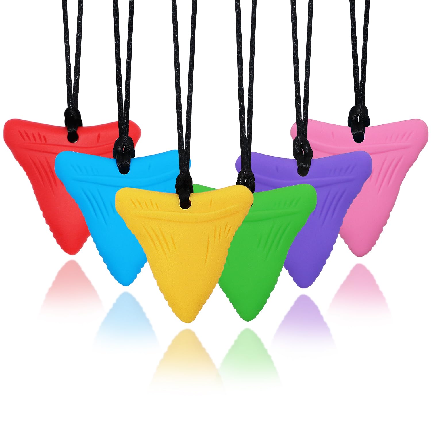 Chew Necklace for Kids Adults, Silicone Chew Toys for Kids Boys Girls with Anxiety Autism ADHD SPD Needs, Autism Sensory Necklaces for Chewing - 6 Pack