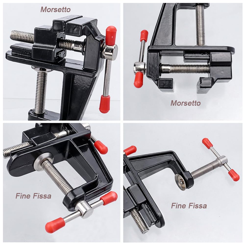 Mesee Mini Morsetto da Tavolo Universale, Micro Morsa da Tavolo per Trapano, Morsetto di Serraggio in Lega di Alluminio per Riparazioni, Scultura, Modellismo, Lavori Manuali