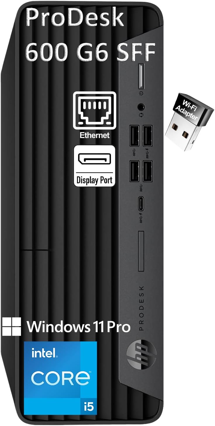 HP Desktop Computer Tower PC ProDesk 600 G6 for Home & Business, Intel 6-Core i5-10400 Processor, 32GB DDR4 RAM, 1TB PCIe SSD, WiFi Adapter, 2 DisplayPorts, RJ-45, Type-C, KB & Mouse, Windows 11 Pro