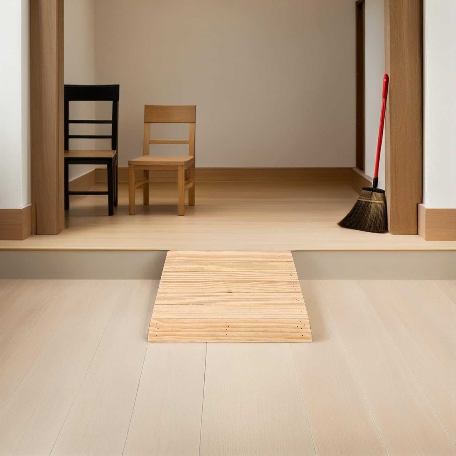Tofficu Rampa de Madera Beige para Motocicletas y Perros Ajuste Estable para Umbrales en Entradas Exteriores y Accesos Domésticos