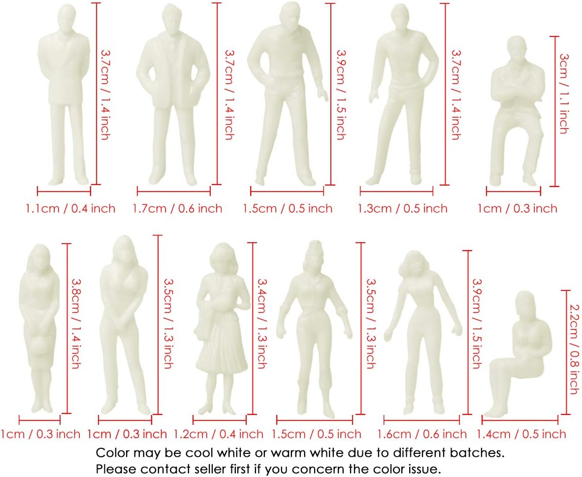 DS. DISTINCTIVE STYLE 100Pcs 1:50 Scale Figures Unpainted Assorted Poses Miniature 1/4 Scale Model People for Architectural Layout Project O Scale Model Trains Railroads Home Bonsai Decor