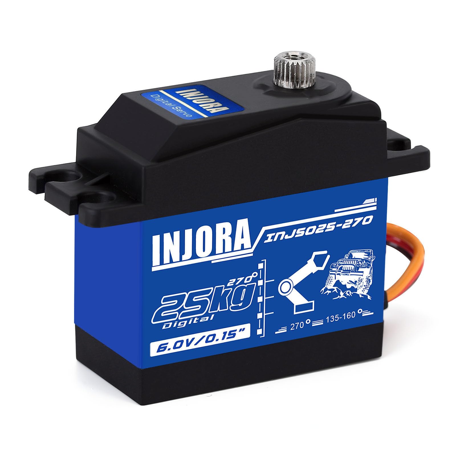 INJORA Digital Servo 25KG High Torque Servo for 1/8 1/10 1/12 RC Robots Models Truck (Control Angle 270)