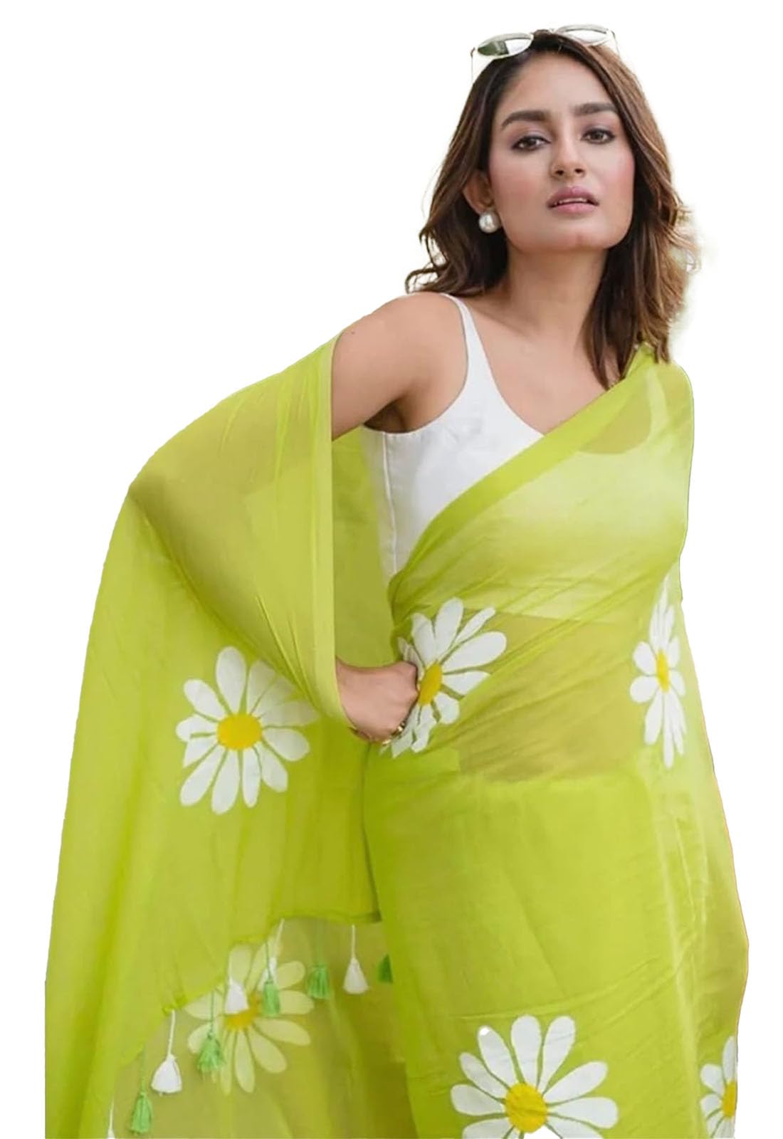 yashika Women's Georgette Floral Printed Saree With Unstitched Blouse Piece |saree for Women | New Sari | Latest Saree-picture-21