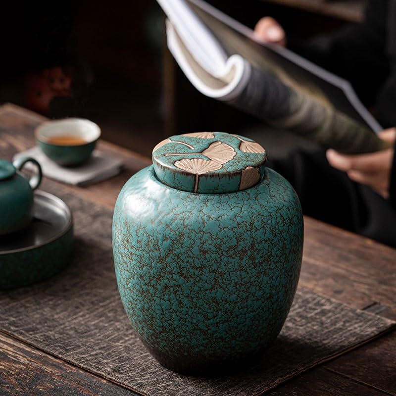 Pojemniki na herbatę na herbatę sypką Odporny na wilgoć, szczelnie zamknięty słoik Gospodarstwa domowego Retro Ceramiczna herbata Duże pojemniki do przechowywania Pu'er Czarne, zielone opakowanie
