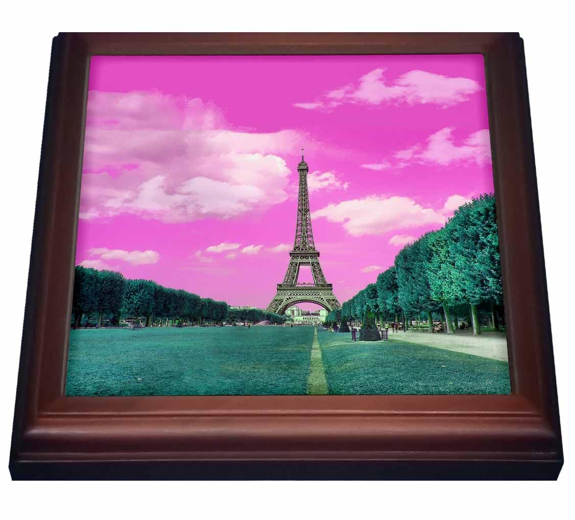 3dRose Surreal Digital Art of Eiffel Tower in Paris Trivet with Tile, 8 by 8