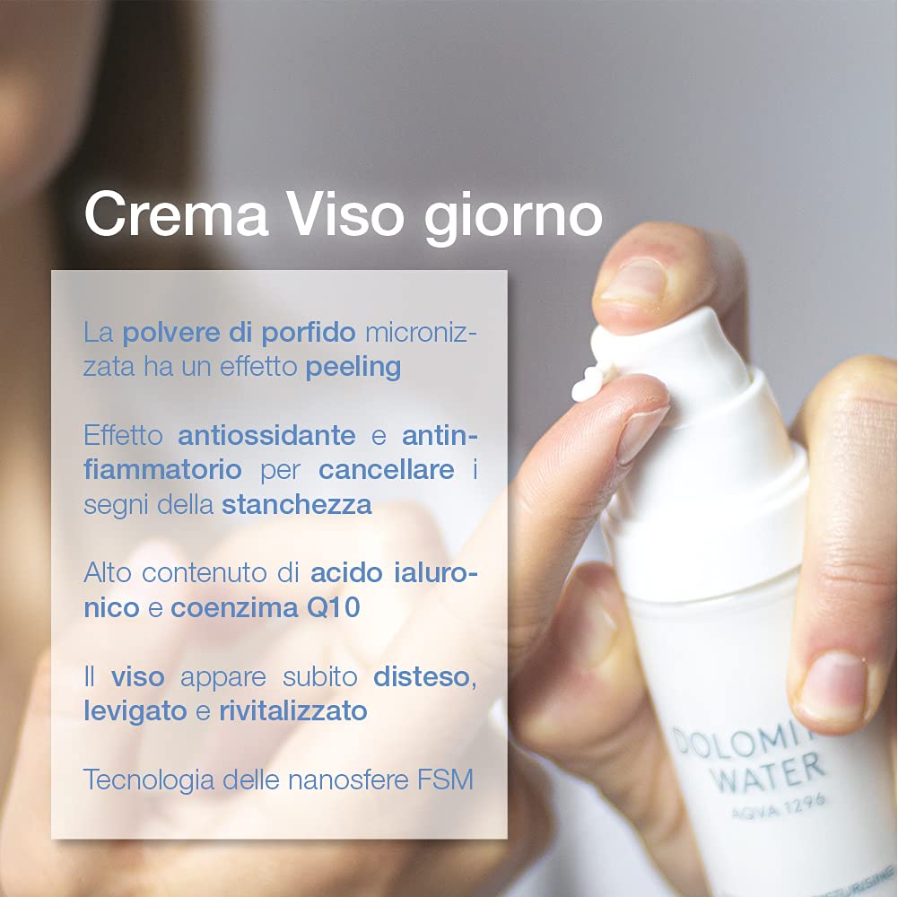 Agua Dolomítica - 50 ml Crema Facial Hidratante Energizante con Ácido Hialurónico y Coenzima Q10