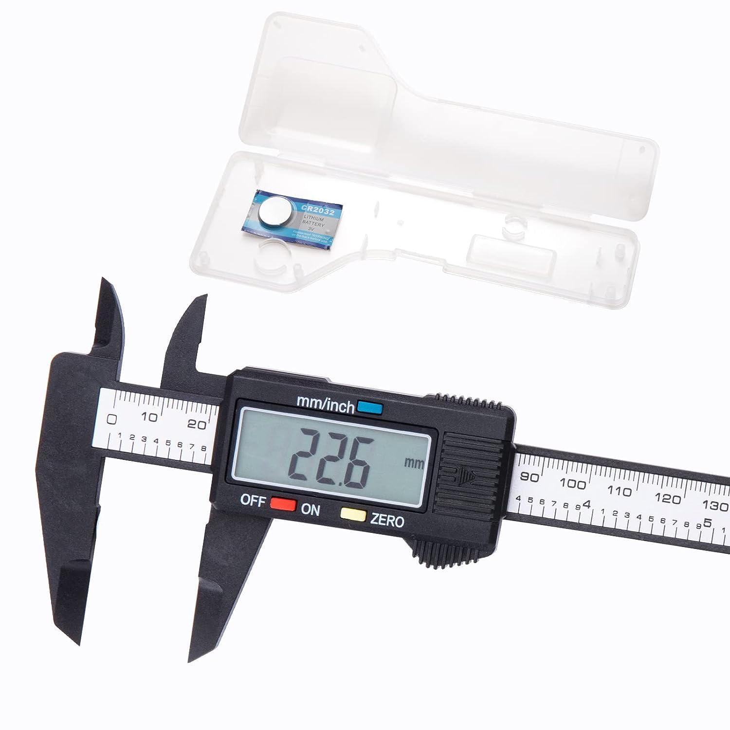 Electronic Digital Caliper with carry box, Plastic Vernier Caliper, Caliper Measuring Tool with Inch/Millimeter Conversion, Extra Large LCD Screen, 0-6 Inch/0-150 mm, Auto Off Featured