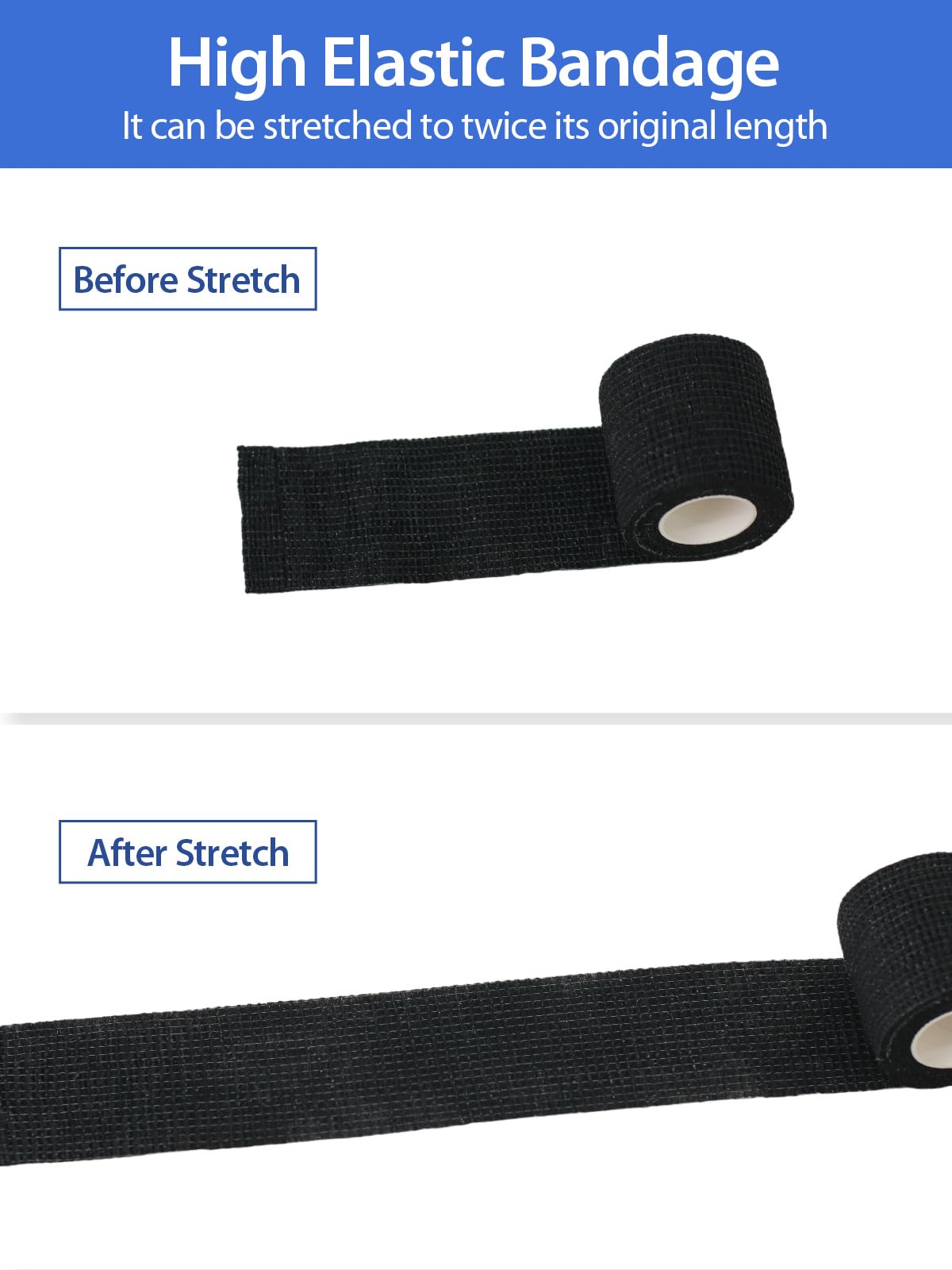 tigratigro Benda Elastica Coesiva 12 Rotoli 5cm x4.5m, Bendaggio Adesiva Coesiva Nastro Bendaggio Sportivo Non Tessuto Autoadesivo Benda Salvapelle Fasciature per Mani, Piedi, Ginocchia Nero