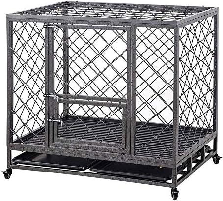 LUCKUP Empire Heavy Duty Dog Cage Strong Metal Kennel and Crate for Medium and Large Dogs, Pet Playpen with Four Wheels,Easy to…