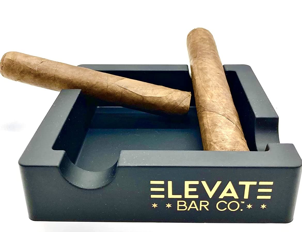 Elevate Bar Co.™ Shatterproof Silicone 4-Person Cigar Ashtray, Built with Extra Wide Cigar Rest, Designed for indoor and outdoor use