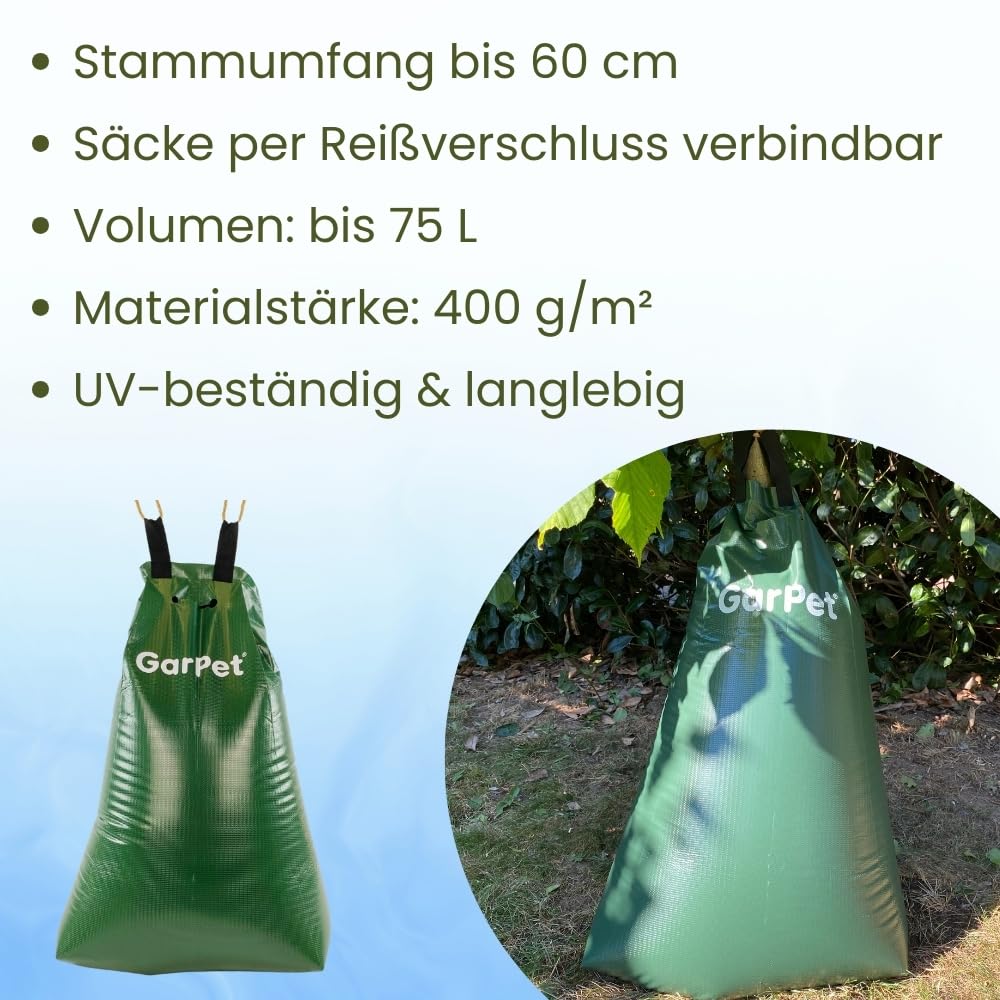 12er Set Baum Bewässerungssack für Bäume Bewässerung Wassersack Urlaubsbewässerung Baumbewässerungssäcke Langzeit Bewässerungssystem Baumbewässerungsbeutel 12 x 75 L