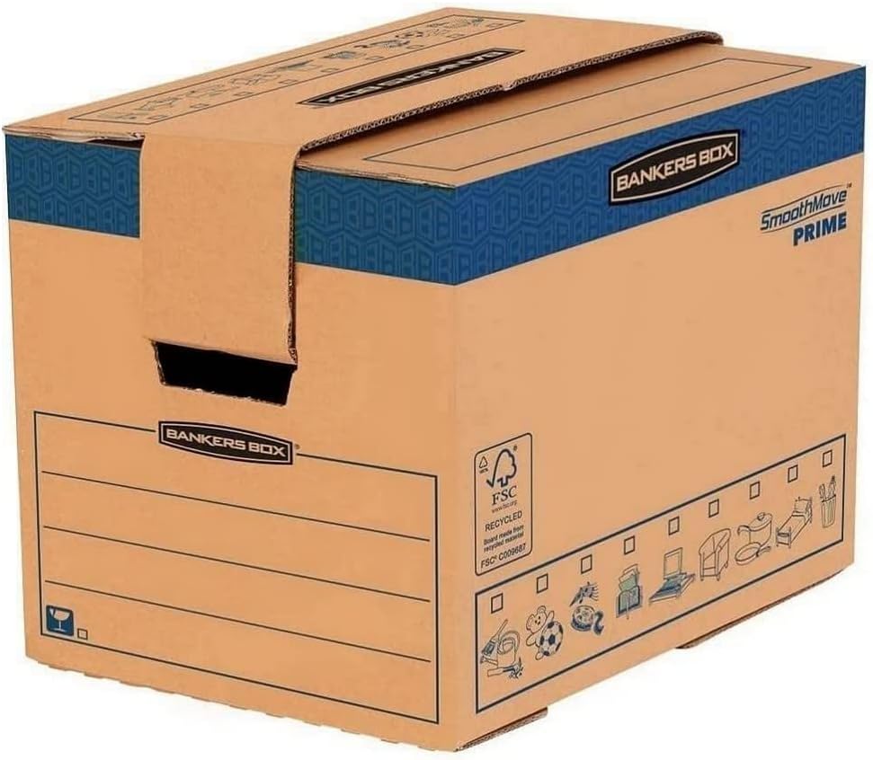 Fellowes Bankers Box Smoothmove Heavy Duty 6205201 Pudło, Brązowy/Niebieski, 40,6 x 30,4 x 30,4 cm, 5 Sztuk