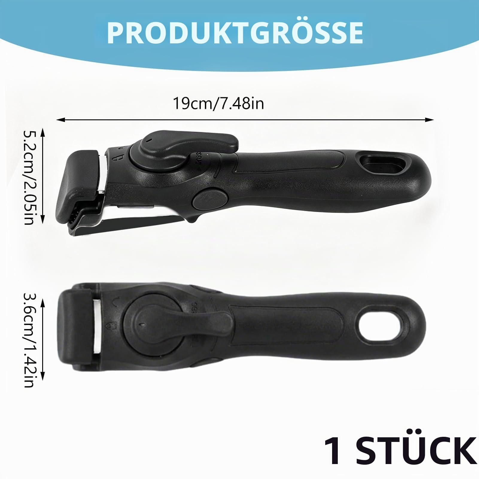 teasteam Abnehmbarer Pfannengriff Universal Topfgriffe, Verbrühungshemmender Hitzebeständig Anti-Rutsch Ersatzgriff für Pfanne, Wok, Milchtopf, Kochgeschirr, Bratpfanne (Schwarz) (Schwarz)