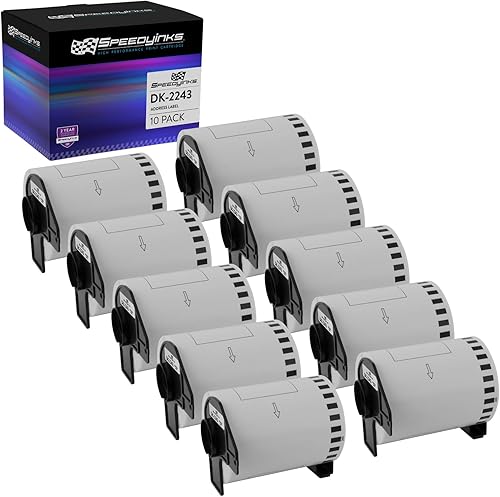 Speedy Inks - Cinta de papel de repuesto compatible con Brother DK-2243 de 4 pulgadas x 100 pies (blanco, paquete de 10) compatible con la siguiente