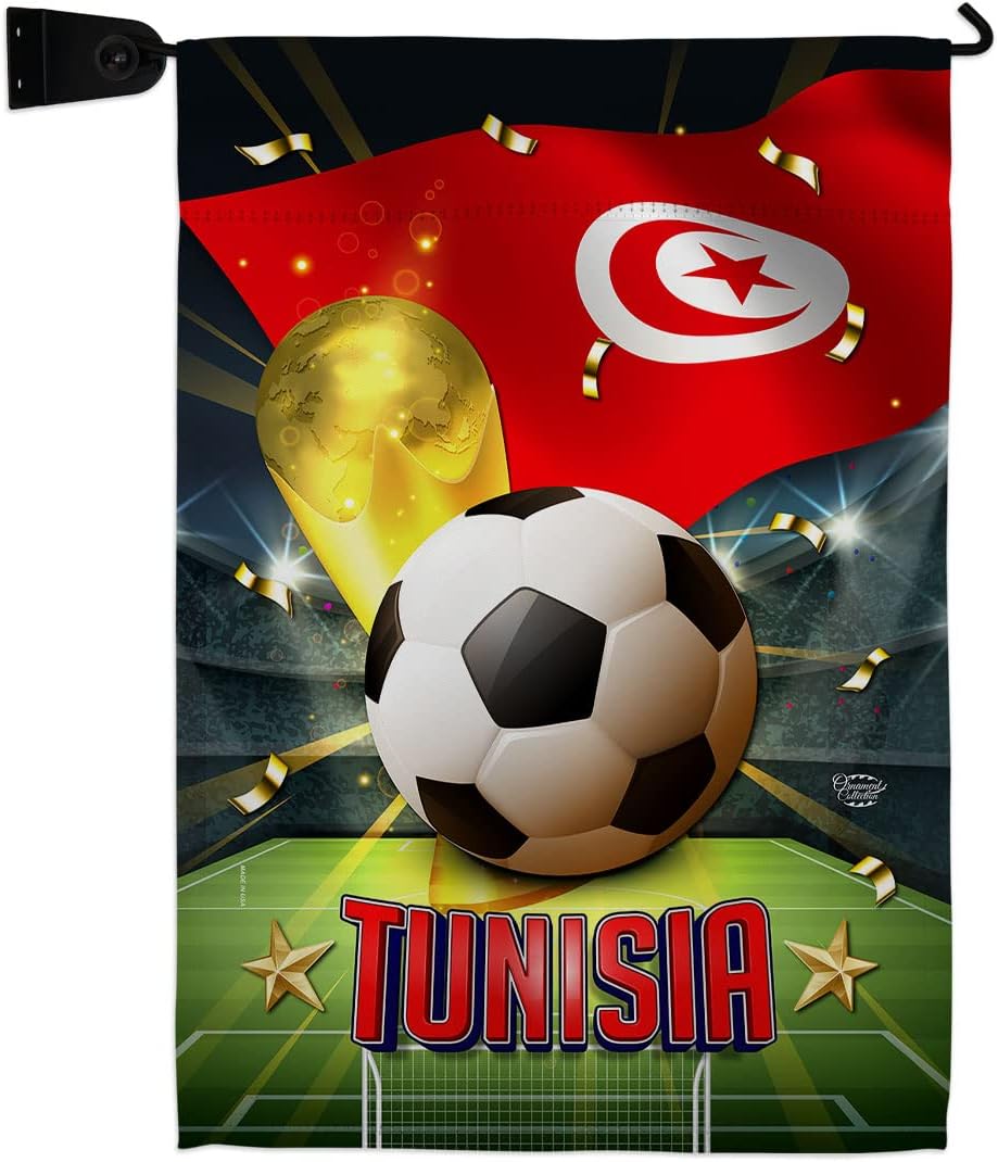 World Cup Tunisia Garden Flag - Set Mailbox Hanger Sports Soccer Game Goal Ball Football Entertainment Activity Physical - House Decoration Banner Small Yard Gift Double-Sided Made In USA 13 X 18.5