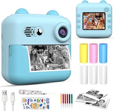 Kids Camera Instant Print,Suitable for Birthdays for Children Aged 3-10,1080P HD Digital Child Printable Camera,Portable Toys for Kids