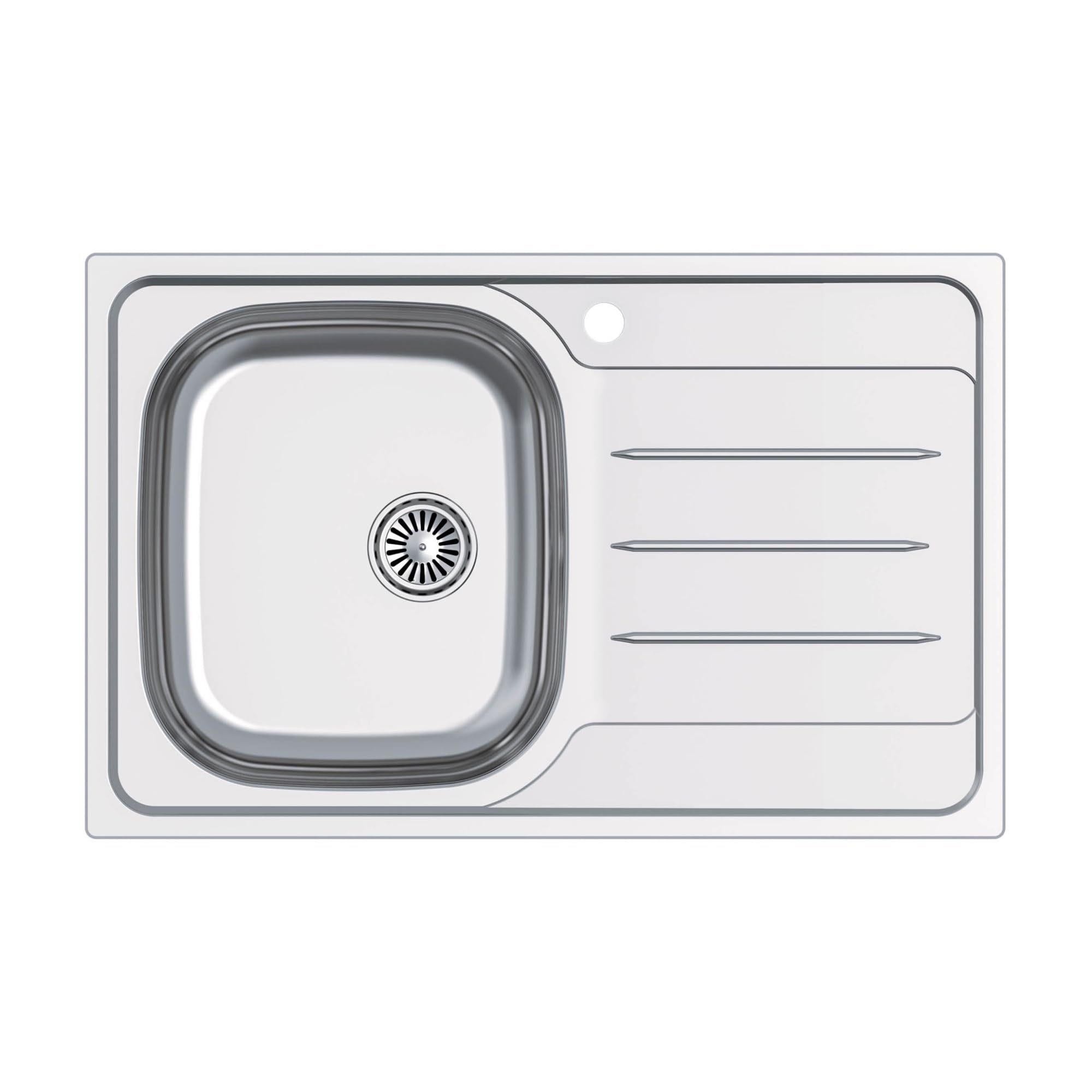 Edesa Lavello Cucina Sopra Piano 1 Vasca Quadrata 1 Scolapiatti Veleta SE 79 cm 77 x 48 cm Acciaio Inox Profondità 18 cm Fondo Assorbente Accessori Inclusi Colore Grigio