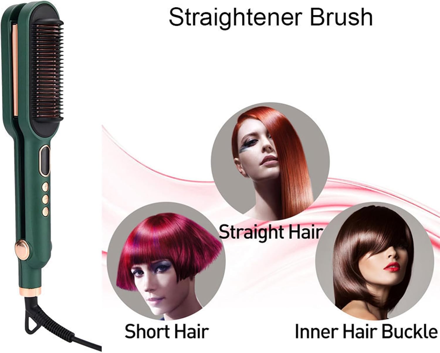 Dual-Purpose Hair Curler Hair Straightener Three-Barrel Wave Curling Iron Hair Straightening Comb Hair Styling Tool with Adjustable Heat Settings LCD Display