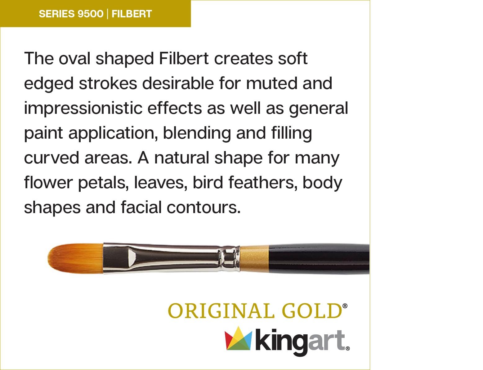 KINGART Original Gold Wood Handle Brush Set 12/Pkg-