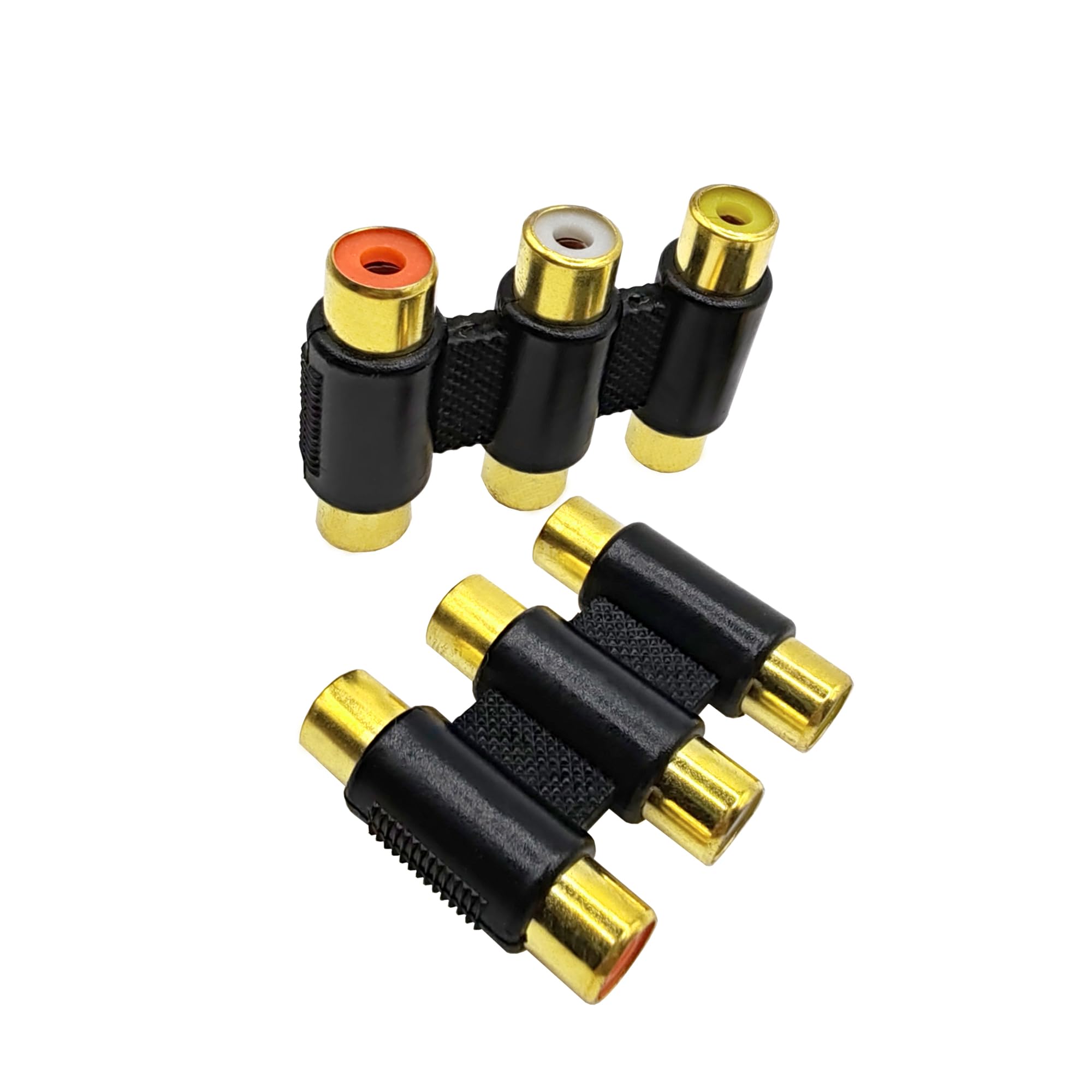 Voluty Tek Audio Video Connector Suitable for 3RCA Female to Female Triple Adapter for Sound Systems 2pcs