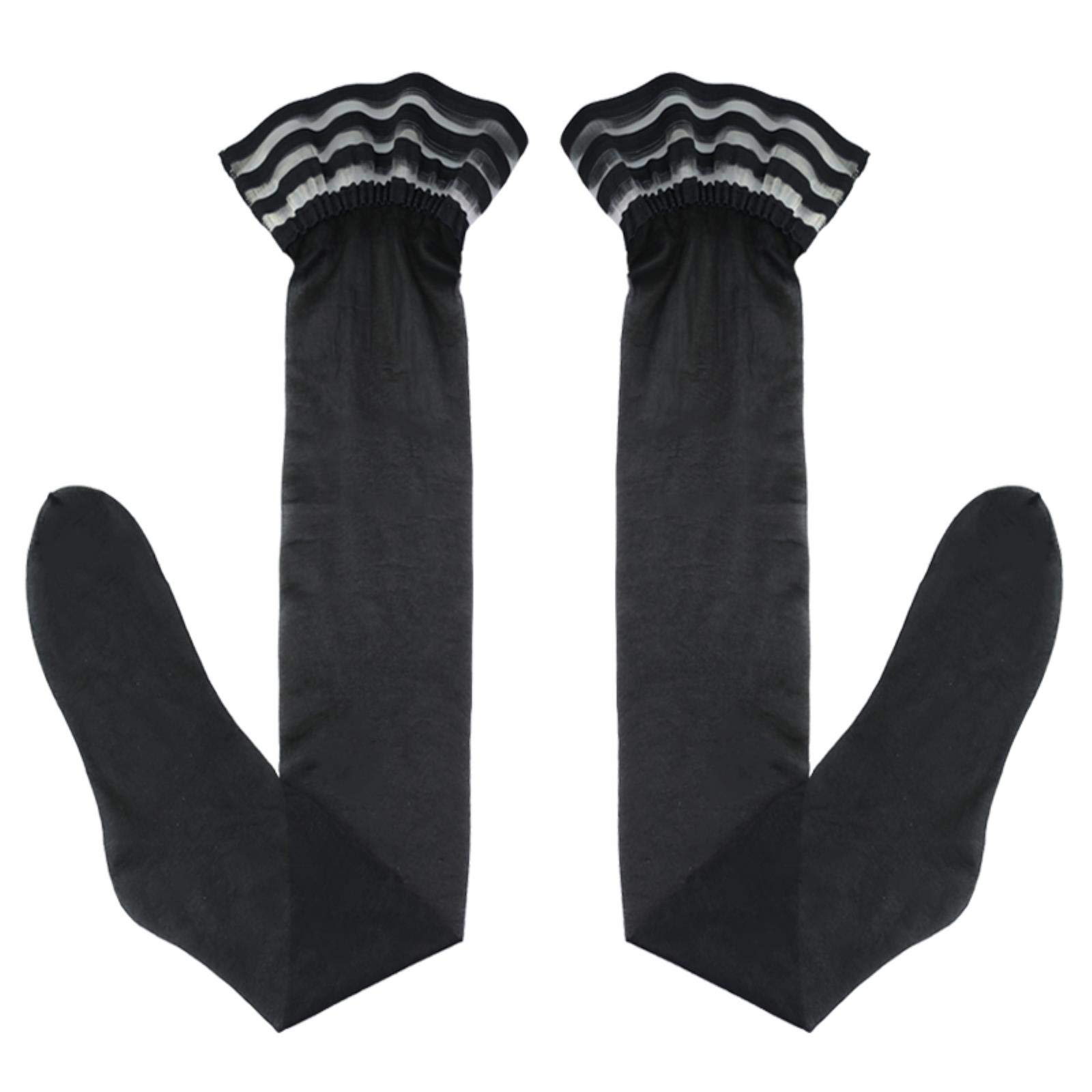 Stocking 2 pares de medias altas hasta el muslo de encaje para mujer, medias de seda de alta elasticidad de silicona transparente antideslizantes, muy adecuadas para mujeres y niñas (talla única neg