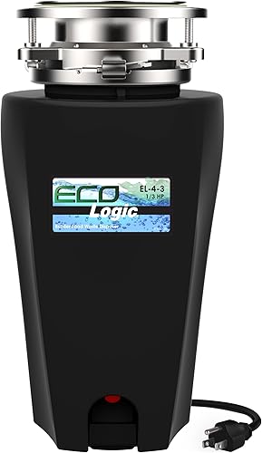Miniatura 8 de Eco Logic - Triturador de basura de 1 14 caballos de fuerza con protección contra salpicaduras extraíble, cable de alimentación adjunto y sistema de