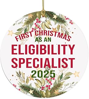 Christmas Ornament - First Christmas As an Eligibility Specialist 2025-1st Xmas Ceramic Ornament Unique Gifts for Eligibility Specialist, Friends, Women & Men