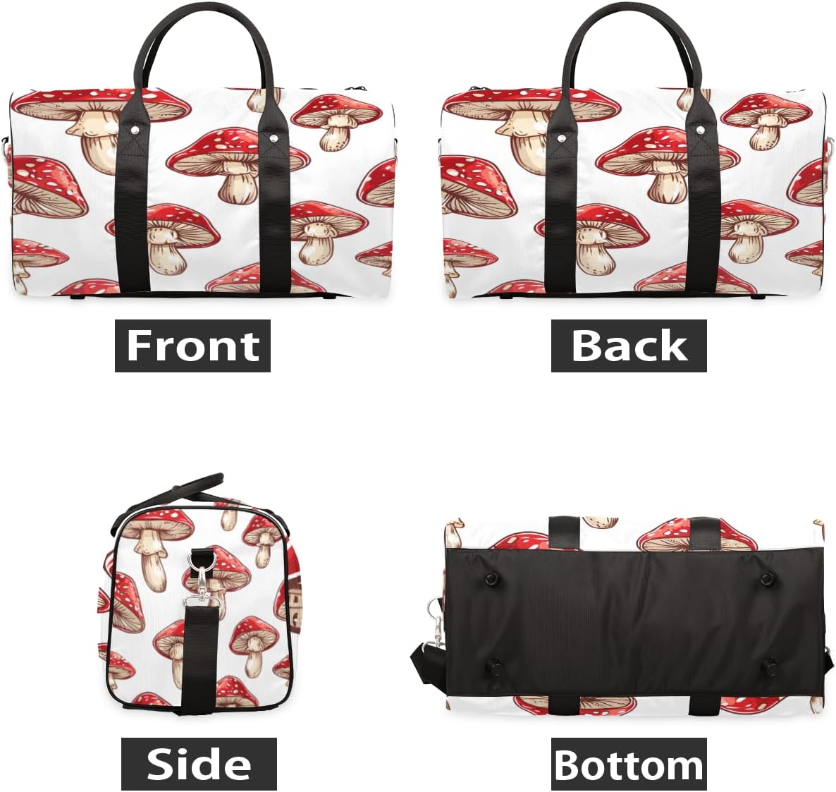 Watercolour Mushrooms Travel Duffel Bag for Women Men Large Capacity Overnight Weekender Bags for Lightweight Waterproof Sport Gym Bag for Workout Yoga Swim