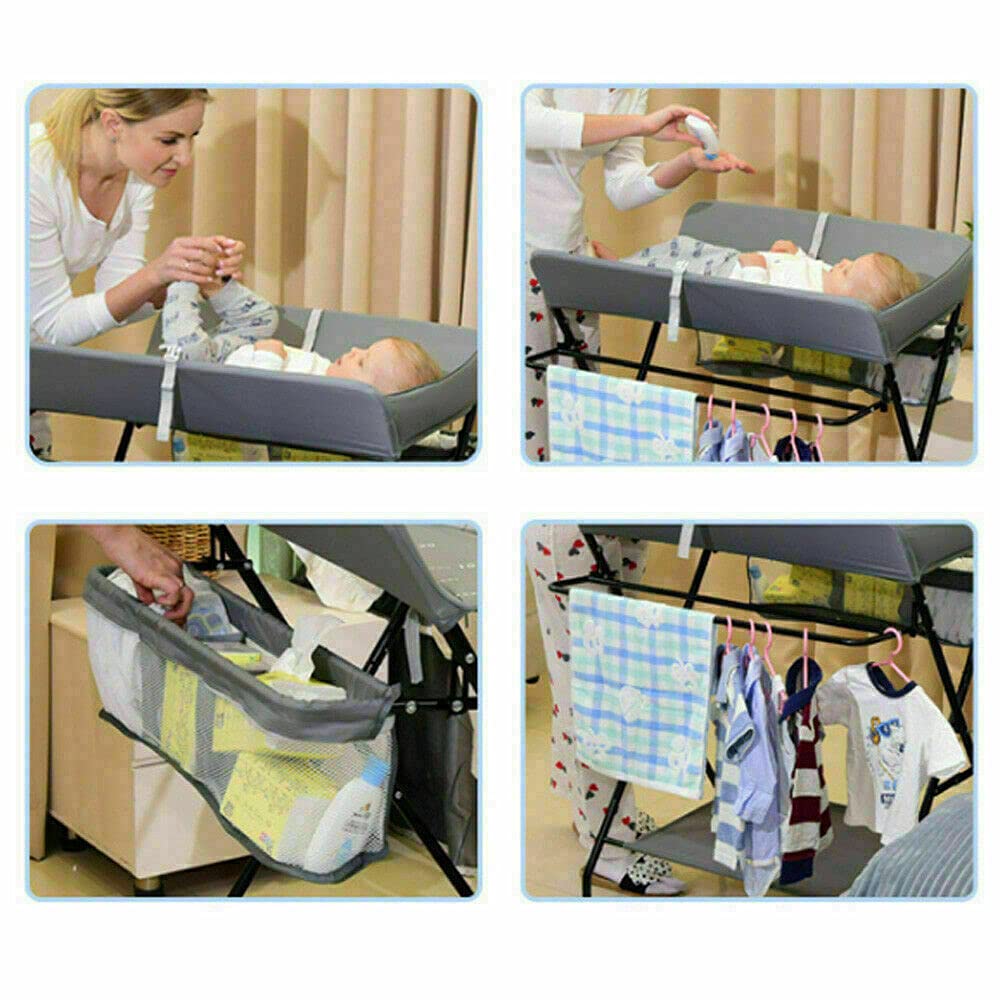 Fasciatoio Pieghevole per Bambini, con 3 Scomparti e Design Pieghevole Compatto