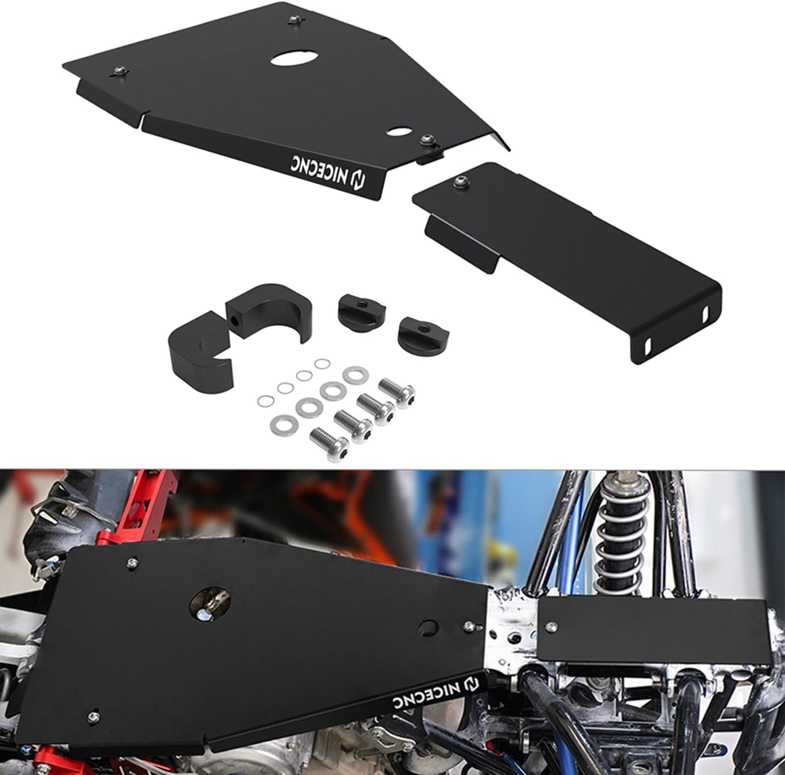 NICECNC Black Full Chassis Glide Skid Frame Guard Compatible with Yamaha Raptor 700 2006-2011 2013-2019 2020 2021 2022 2023/ Raptor 700R 2006-2008 2012-2018 2019 2020 2021 2022 2023