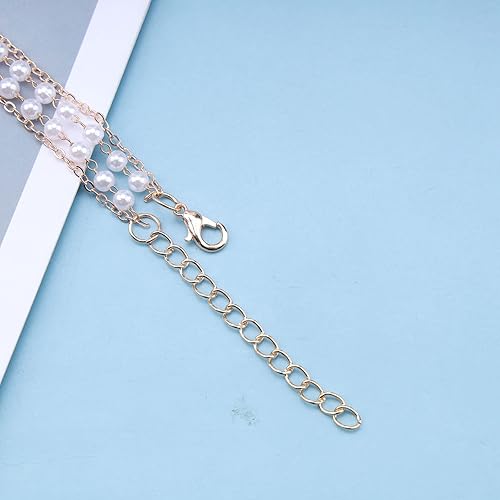 Miniatura 5 de Pulsera con colgante de perlas en capas estilo bohemio, pulsera de cadena con cuentas de moda, cadena de mano dorada, joyería de boda para mujeres y