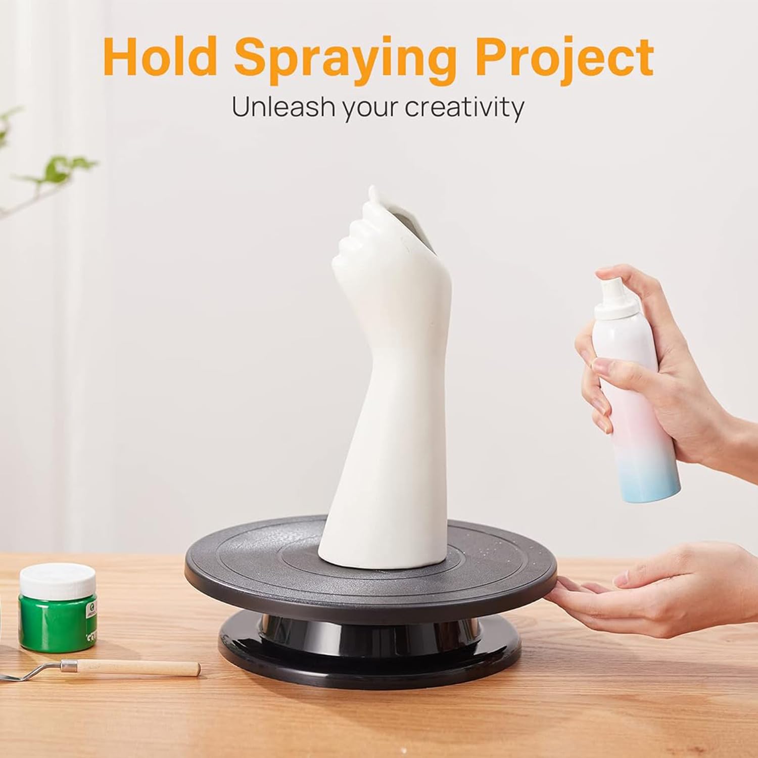 Tocadiscos de plástico negro de 28 cm, diseño moderno, rotación de 360°, perfecto para decoración de pasteles y pintura, ideal para aficionados y entusiastas del bricolaje