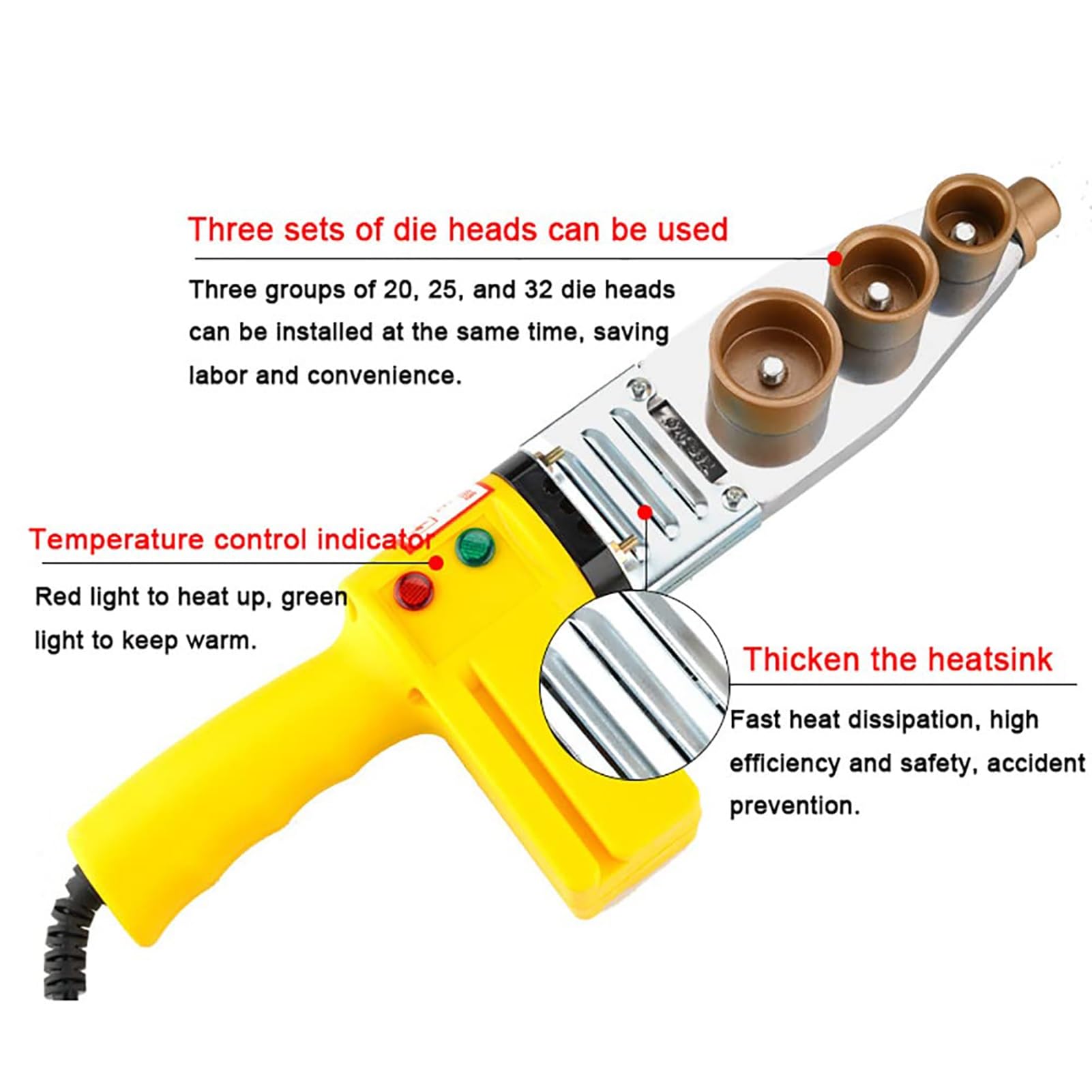 Zgrzewarka do rur z tworzywa sztucznego 1500 W – spawarka do rur PPR do rur PPR PE PB HDPE, kontrola temperatury 120-320°C