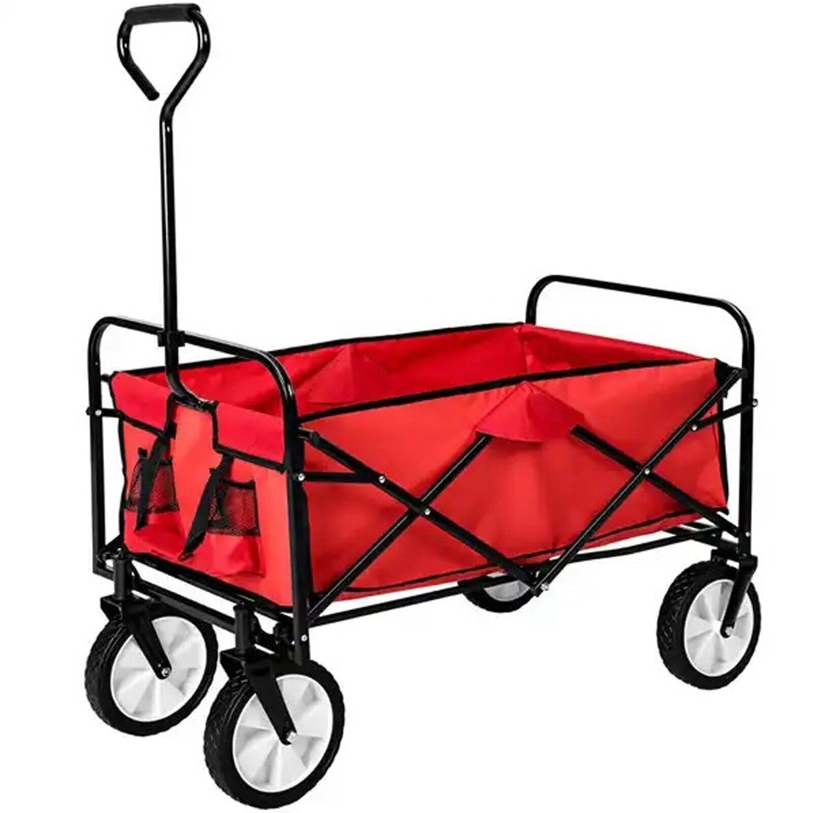 Zanbeel Red Folding Trolley Cart – Collapsible Festival Wagon For Camping, Garden, Beach & Shopping, Heavy Duty Utility Cart With Wheels