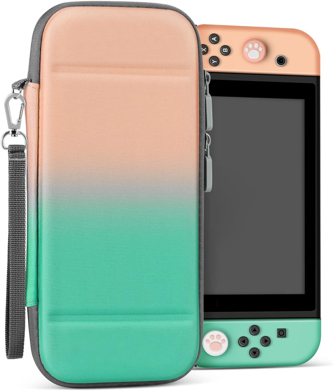 TNP Carrying Case For Nintendo Switch - Easy Carry Switch OLED Travel Case With Removable Wristlet Strap, Slim Case for Nintendo Switch with 10 Game Card Storage & 4x Thumb Grip Caps