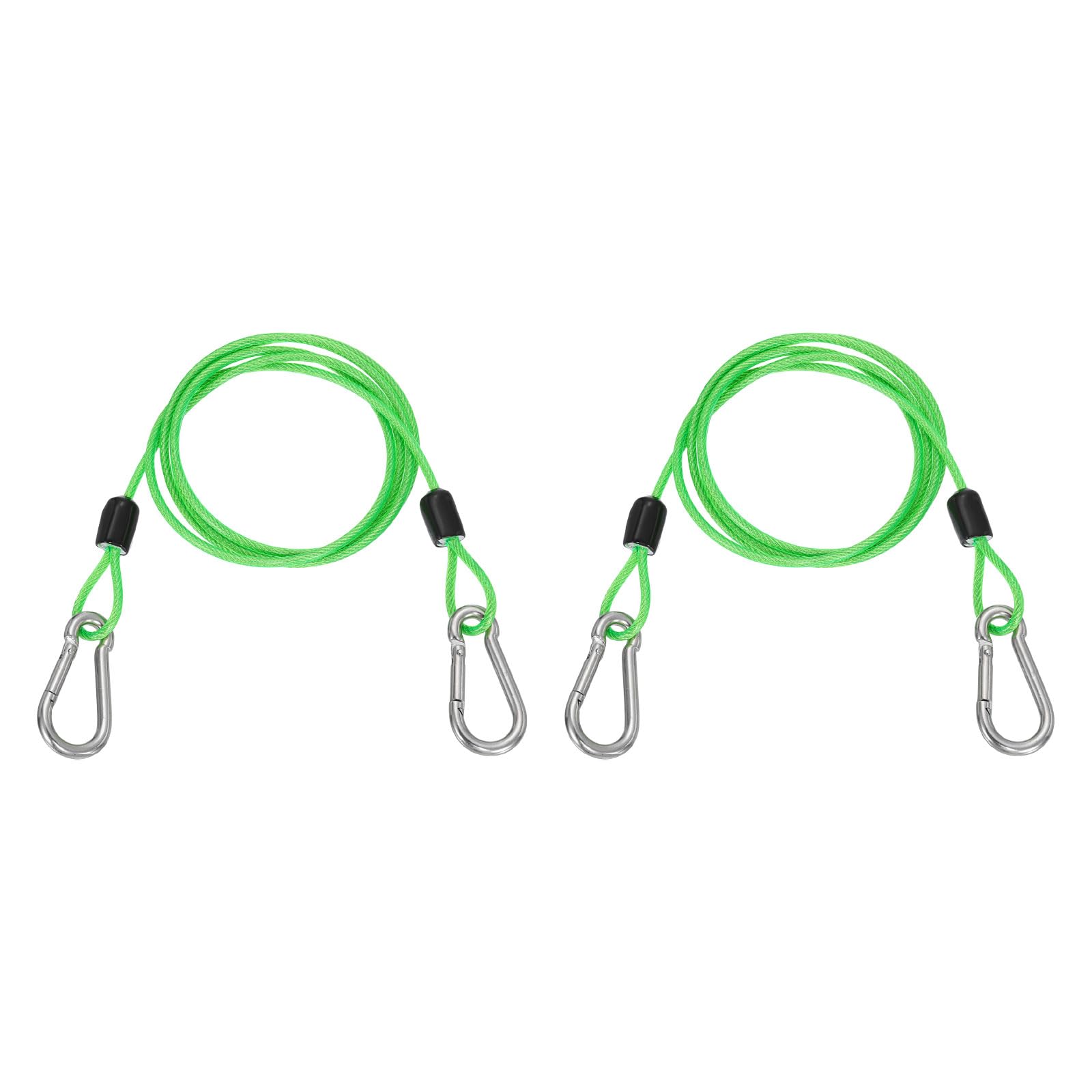 PATIKIL 1m Security Steel Cable with Snap Hook, 2Pcs PVC Coated Flexible Double Loop Wire Rope Bike Cable Lock Security Chain for Outdoor Travel Luggage, Clear Green