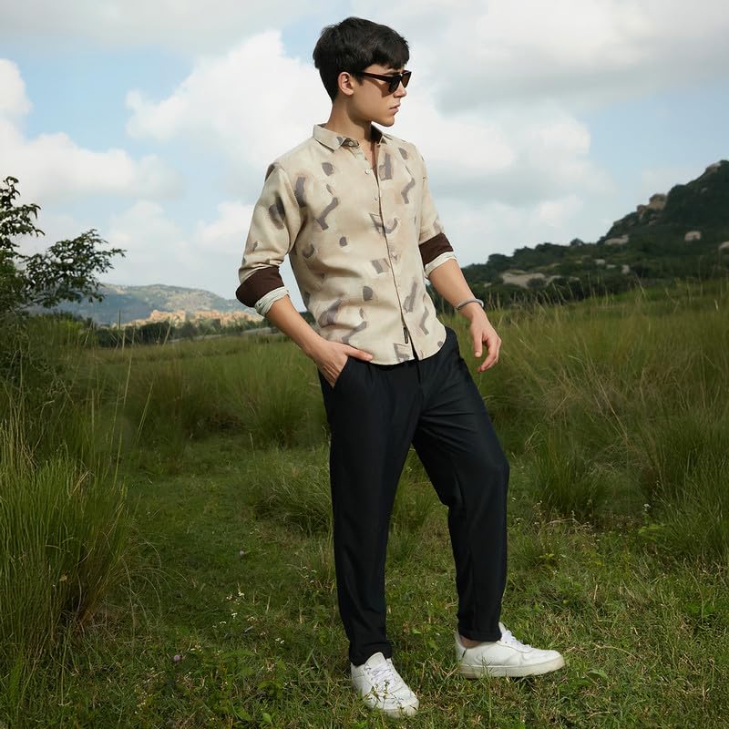 Image of CAHOOT Men's Shirt for Casual Wear | Spread Collar | Long Cuffed Sleeves | Button Closure | Shirt Crafted with Comfort Fit for Everyday Wear